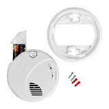 SkuImg;1046813;SMCO500V_c5-6.jpg; Smoke and CO Alarm with mounting plate, showing battery, anchors, and screws