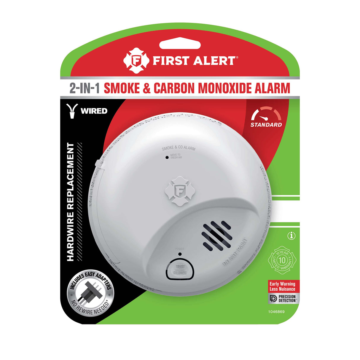 Interconnect Hardwire 2-in-1 Smoke and CO Alarm with Battery Backup